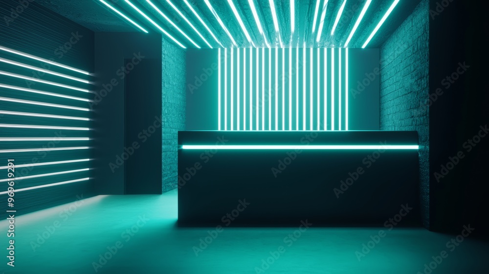 How can this image be the basis for a futuristic DJ booth design, where visuals and music are combined into a fully immersive experience How can this image be the basis for a futuristic DJ booth design, where visuals and music are combined into a fully immersive experience