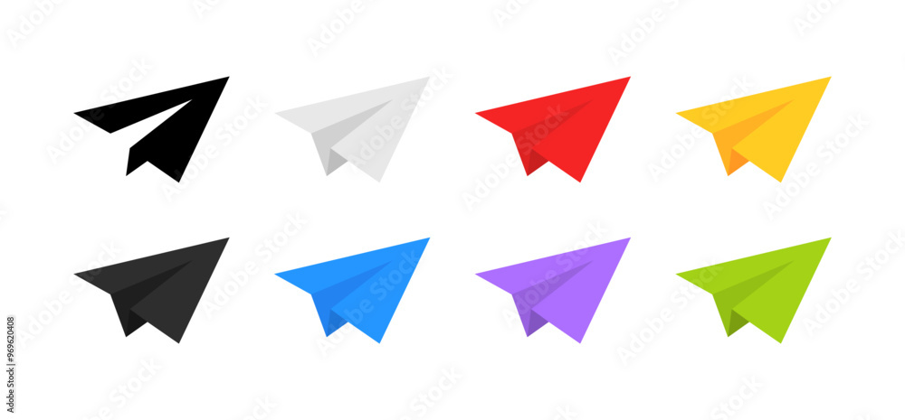 Paper airplane set icons. Flat style. Vector icons. Paper airplane set icons. Flat style. Vector icons.