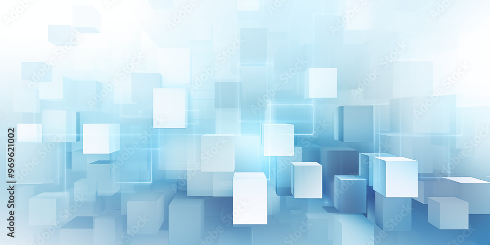 Transparent Hexagons and Cubes in Soft Blue Gradient Transparent Hexagons and Cubes in Soft Blue Gradient