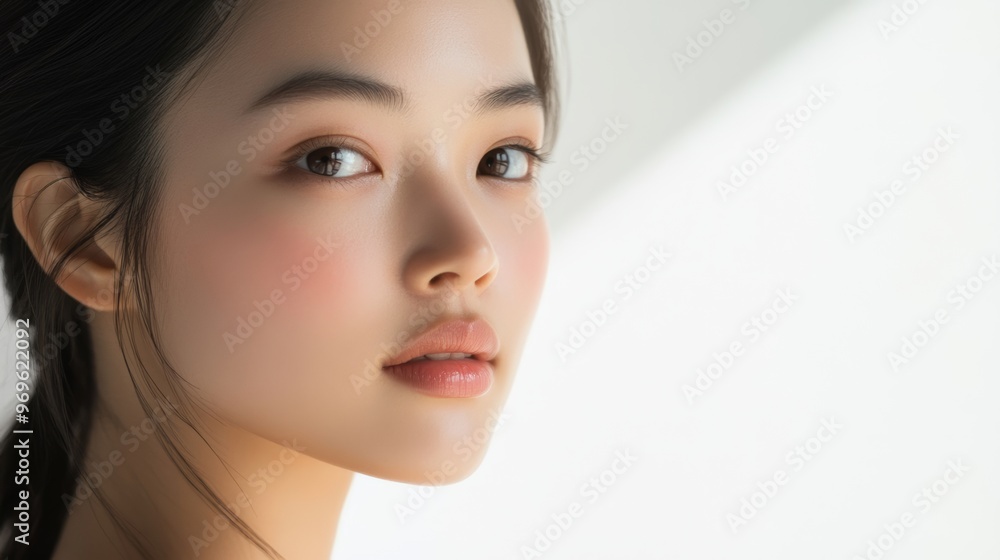 Closeup Portrait of a Young Woman with Natural Makeup. Closeup Portrait of a Young Woman with Natural Makeup.