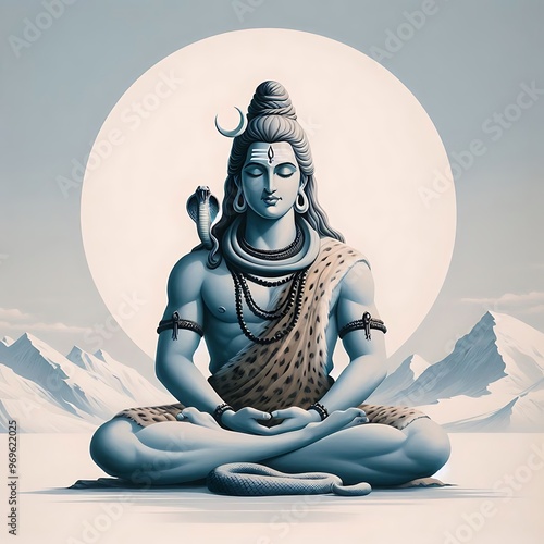 Lord Shiva in a serene meditation.  photo