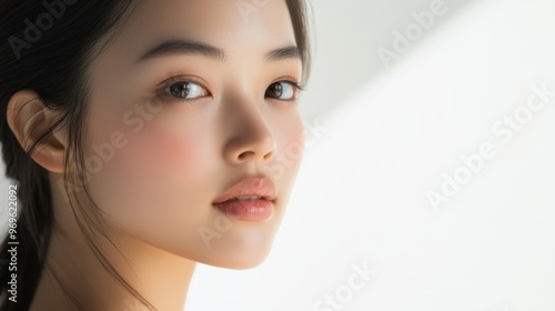 Closeup Portrait of a Young Woman with Natural Makeup.