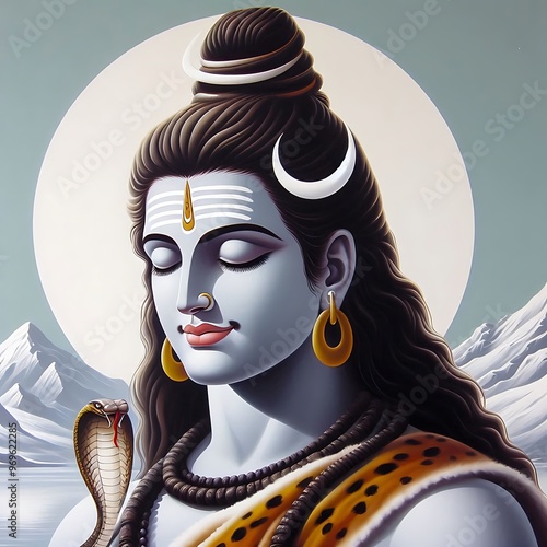 Lord Shiva in a serene meditation.  photo