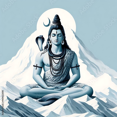 Lord Shiva in a serene meditation.  photo