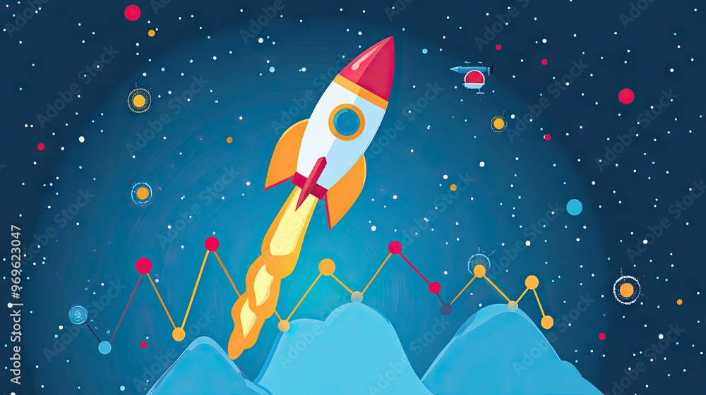 A simple, bright rocket shooting up on a chart, illustrating the rapid business growth and success curve. A simple, bright rocket shooting up on a chart, illustrating the rapid business growth and success curve.