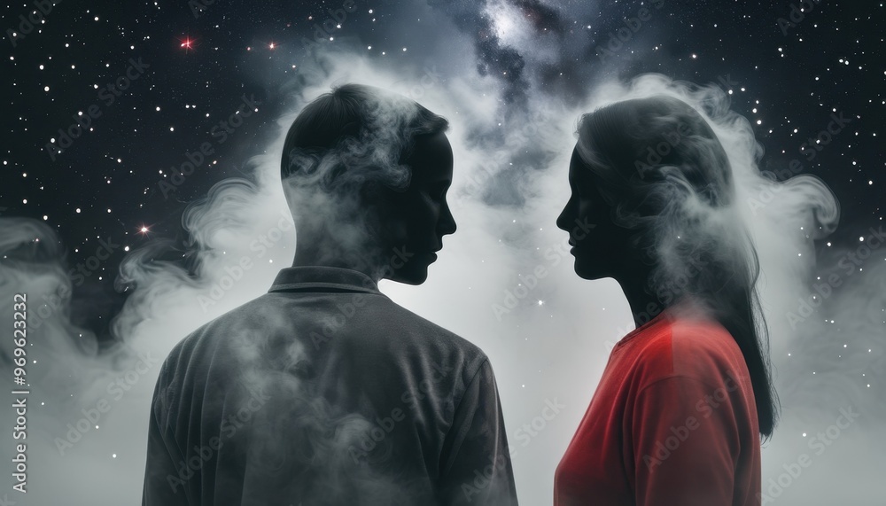 -A person showing empathy to another person in fog