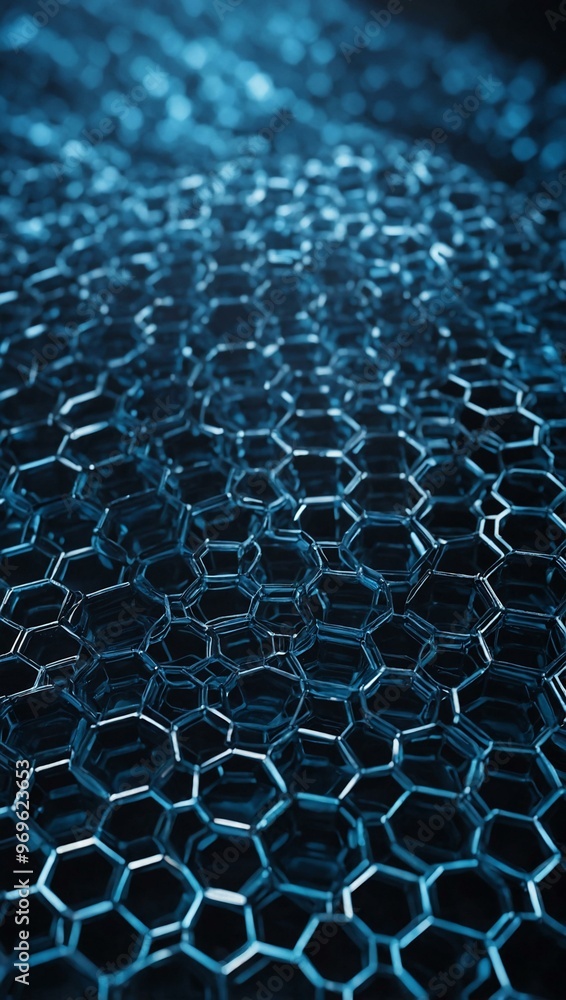 Geometric blue hexagon network, creating a futuristic and abstract pattern. Geometric blue hexagon network, creating a futuristic and abstract pattern.