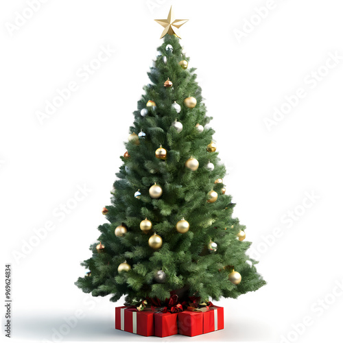 Festive Christmas Tree with a Transparent Background