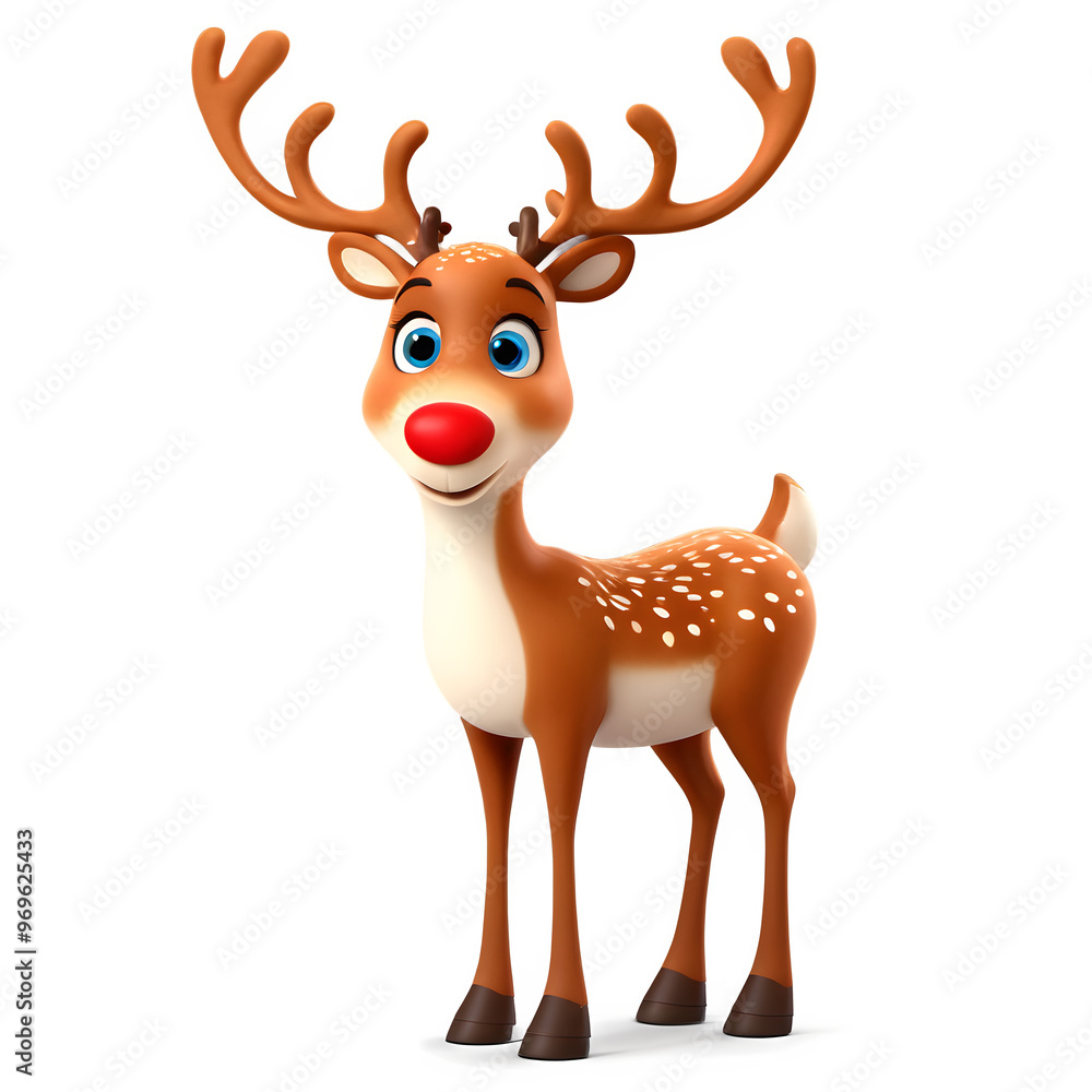Fototapeta premium Reindeer Posed Elegantly on a Clean White Background