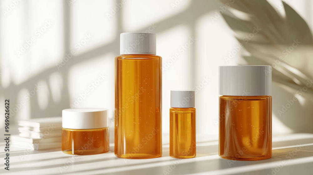 Skincare Products Mockup with Natural Light. Skincare Products Mockup with Natural Light.