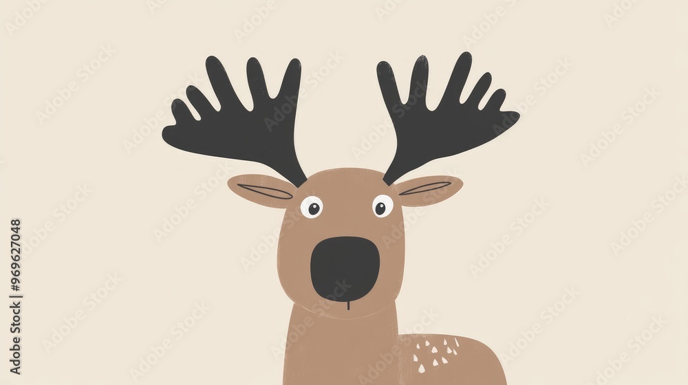 Cute Cartoon Moose Illustration. Cute Cartoon Moose Illustration.