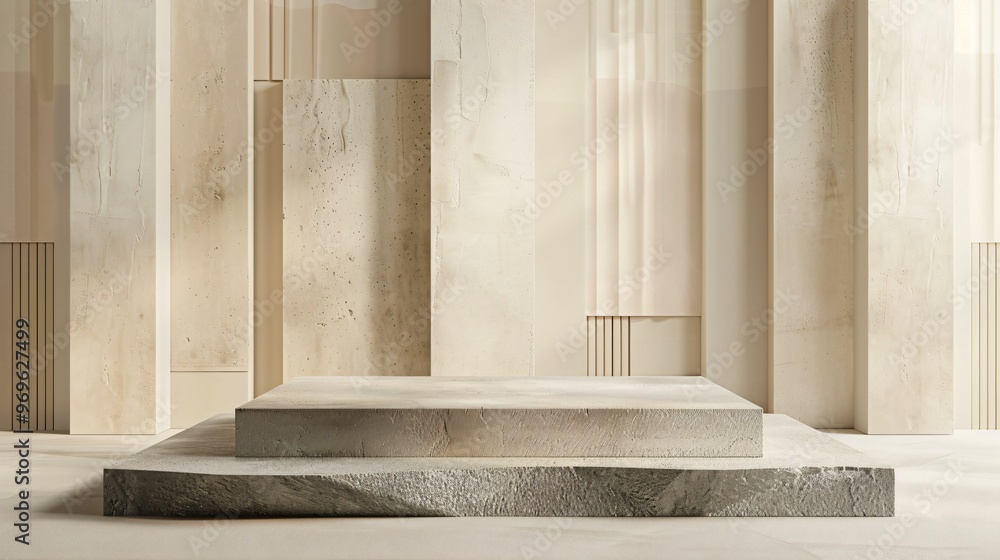 Fototapeta premium stone display podium on geometric interior