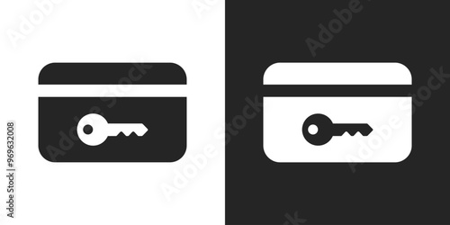 Key card sign black and white icon vector design