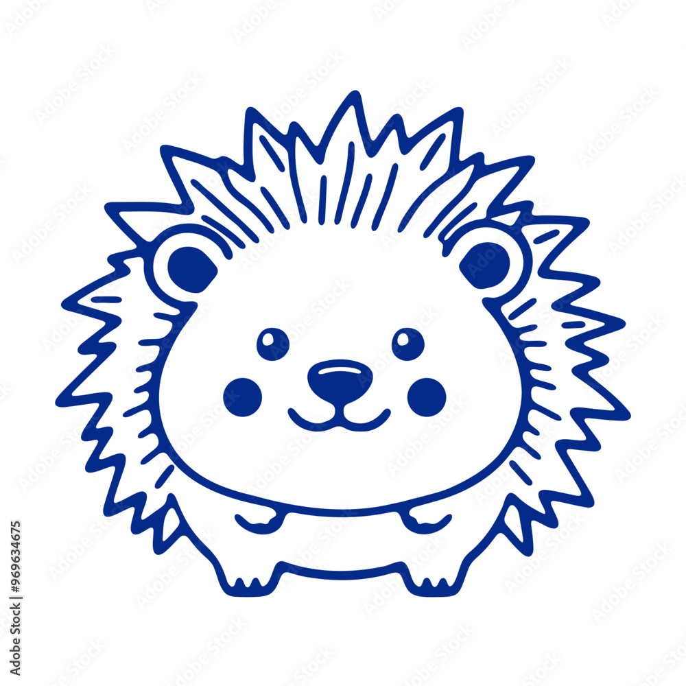 Obraz premium A cute blue hedgehog with a smiling face and spiky fur