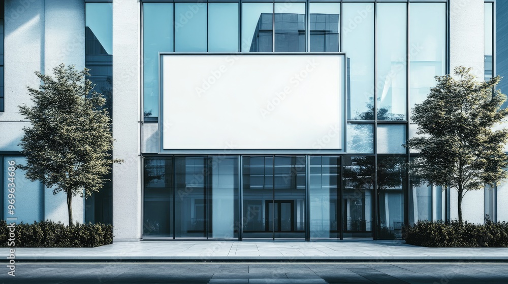 Fototapeta premium Blank Billboard Mockup - Modern Building Exterior.