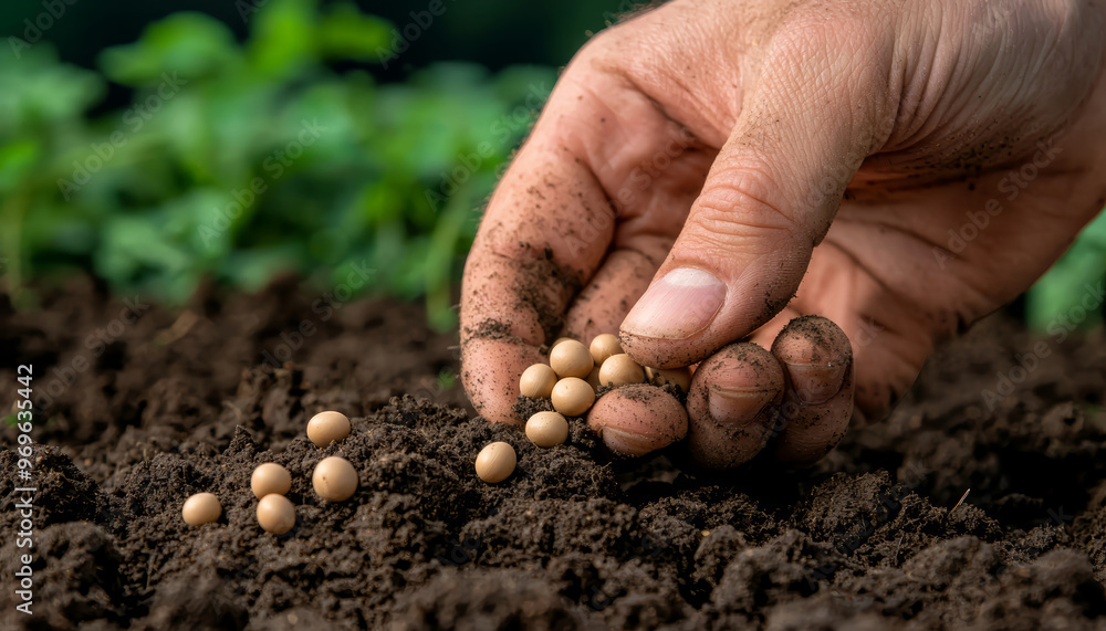 How does the careful placement of the seeds in the soil represent the idea of responsibility and stewardship, particularly in farming or environmental conservation How does the careful placement of the seeds in the soil represent the idea of responsibility and stewardship, particularly in farming or environmental conservation