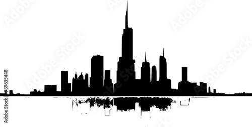 Abstract Vector Design of Futuristic City Skyline with Minimalistic Shapes, Sharp Angles, Gradients, and Cinematic Composition