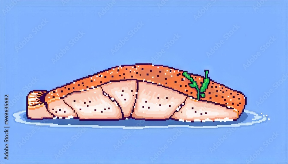 Cartoon-style vector illustration of a salmon steak and vegetables, featuring a salmon fillet on a plate with carrots and sausages, isolated on a white background Cartoon-style vector illustration of a salmon steak and vegetables, featuring a salmon fillet on a plate with carrots and sausages, isolated on a white background