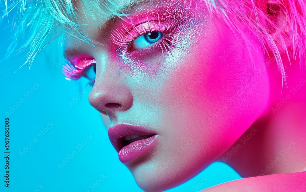 How does the high-fashion look of the image reflect the influence of digital art and CGI in modern beauty campaigns How does the high-fashion look of the image reflect the influence of digital art and CGI in modern beauty campaigns