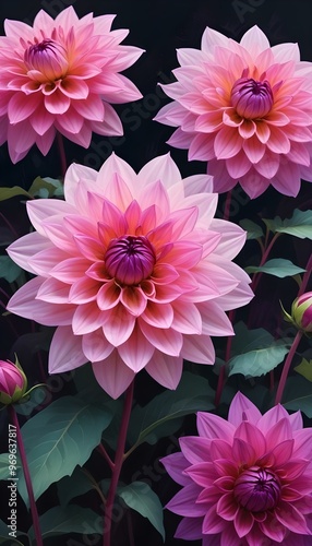  A closeup view of several large flowers