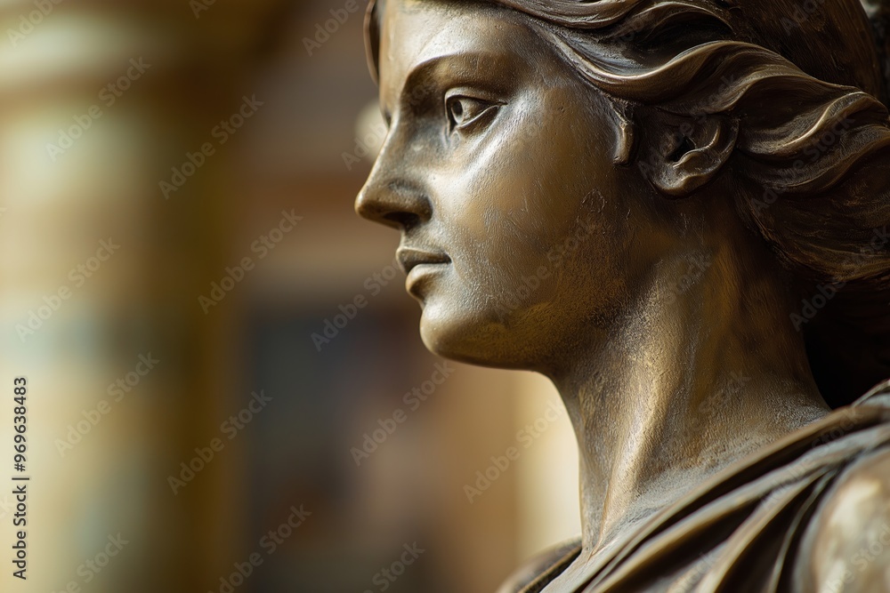 An elegant bronze statue illustrating a human profile with detailed and intricate facial features, capturing its essence. An elegant bronze statue illustrating a human profile with detailed and intricate facial features, capturing its essence.