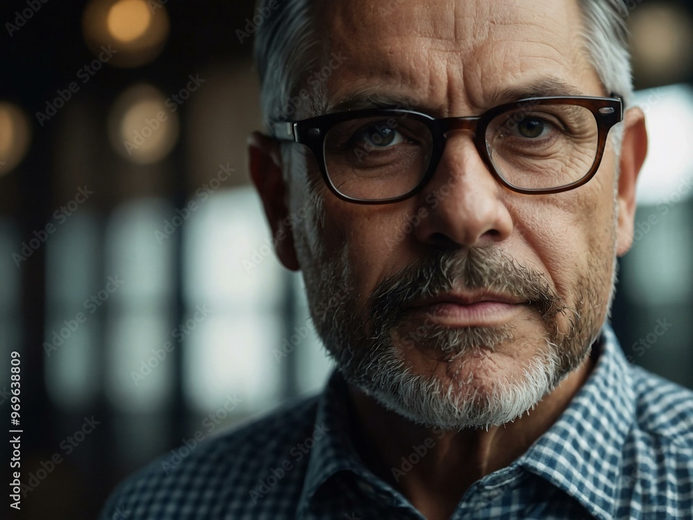 Middle-aged man with trendy eyeglasses. Middle-aged man with trendy eyeglasses.