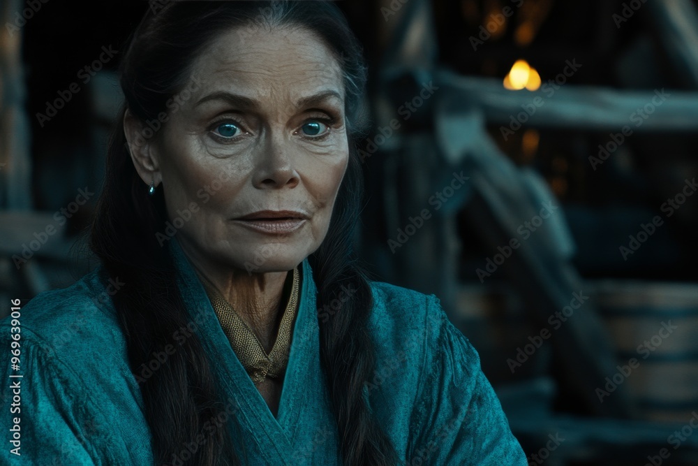 Fractal patterns recursive algorithms existential depth neurogenesis and cellular automaton middle aged woman in traditional clothing standing outdoors with a serious expression Fractal patterns recursive algorithms existential depth neurogenesis and cellular automaton middle aged woman in traditional clothing standing outdoors with a serious expression