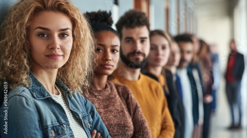 Group of Young People Standing in Line