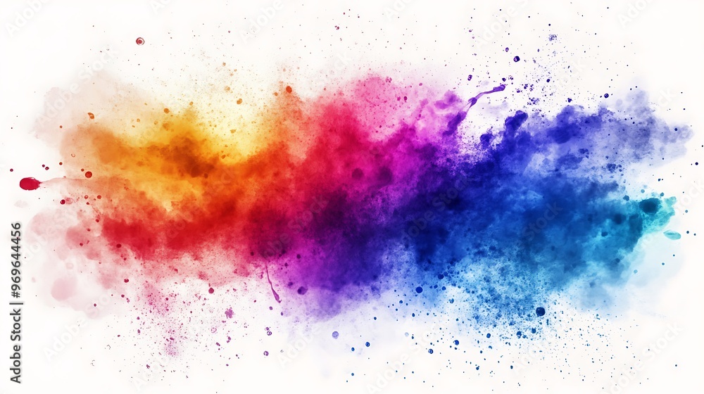Fototapeta premium Abstract Watercolor Background with Rainbow Colors and Splatter