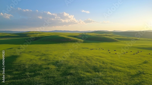 Verdant Green Hills Under a deep blue sky