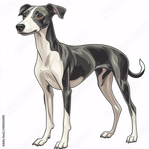 Elegant Italian Greyhound Clipart for Crafting and Design Projects on White Background photo