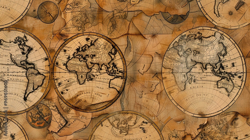Naklejka premium Antique map wallpaper