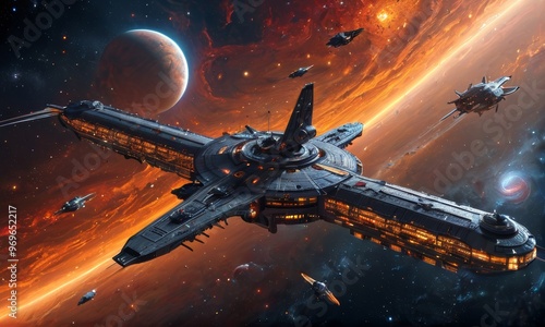 Wallpaper Mural Futuristic Space Station Orbiting Alien Planet Torontodigital.ca