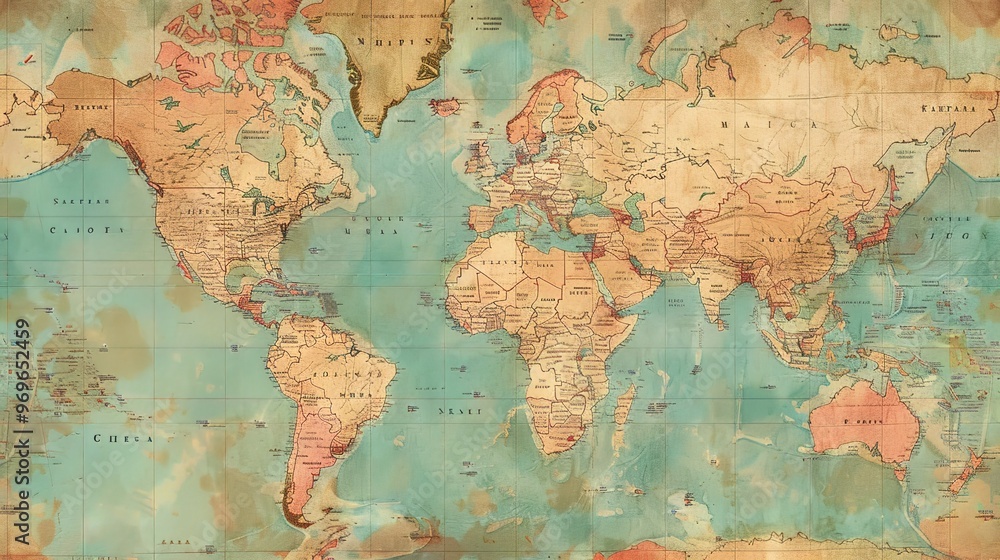 Naklejka premium Antique map wallpaper