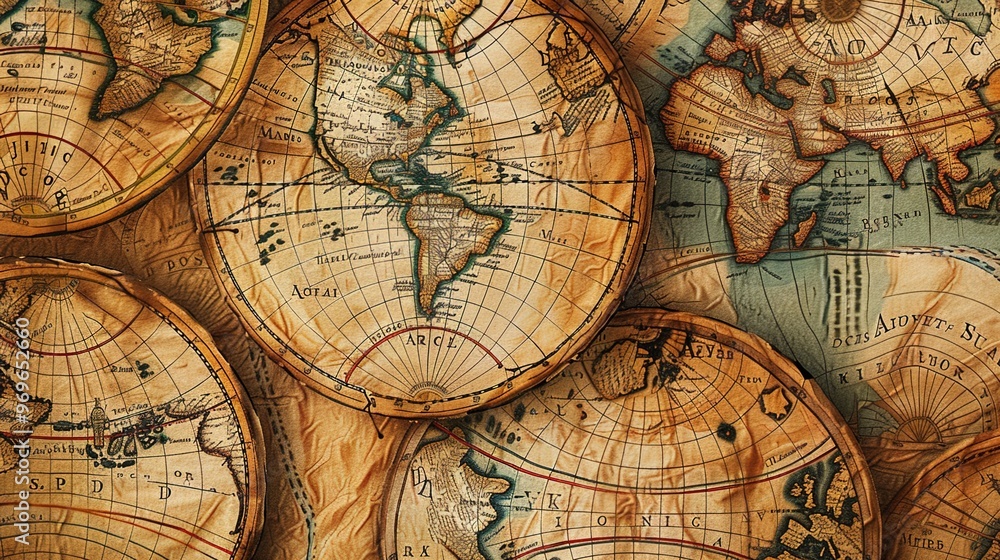 Fototapeta premium Antique map wallpaper