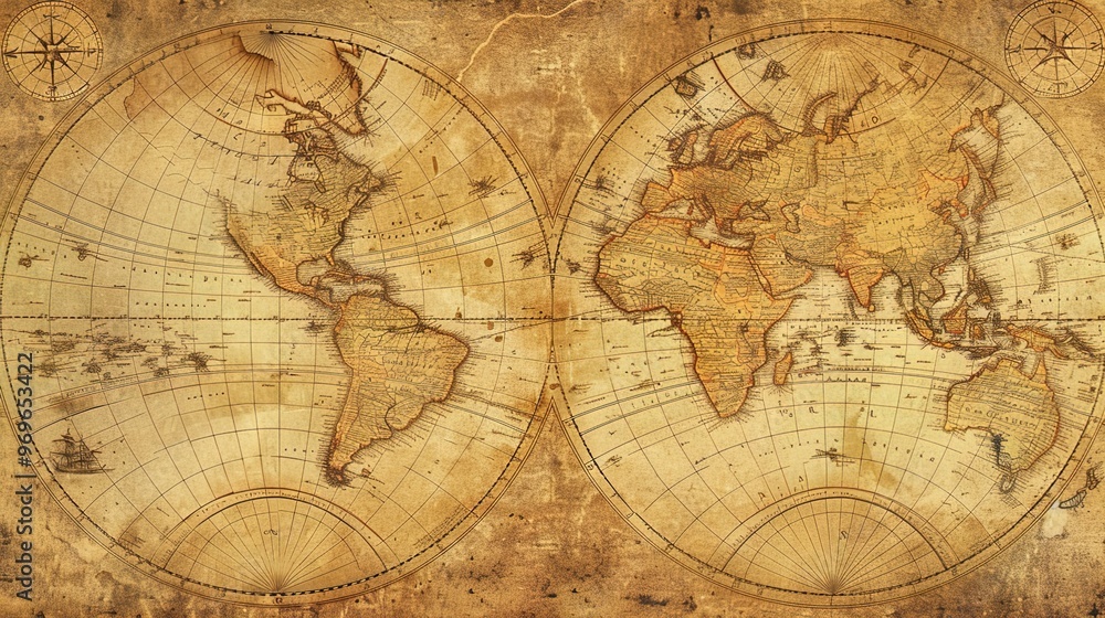Fototapeta premium Antique map wallpaper