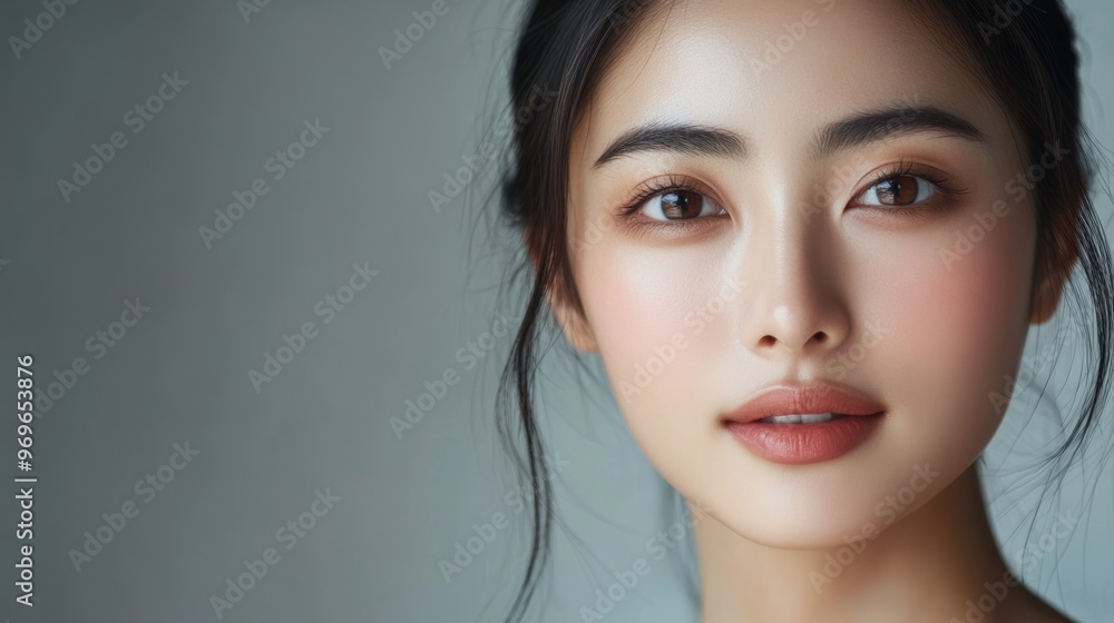 Close-up Portrait of a Young Woman with Brown Eyes. Close-up Portrait of a Young Woman with Brown Eyes.