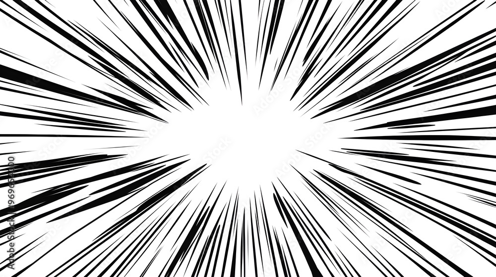 Fototapeta premium Comic book speed lines isolated on white background stripe effect style for manga speed frame, superhero action, explosion background. Motion line effect, pop art