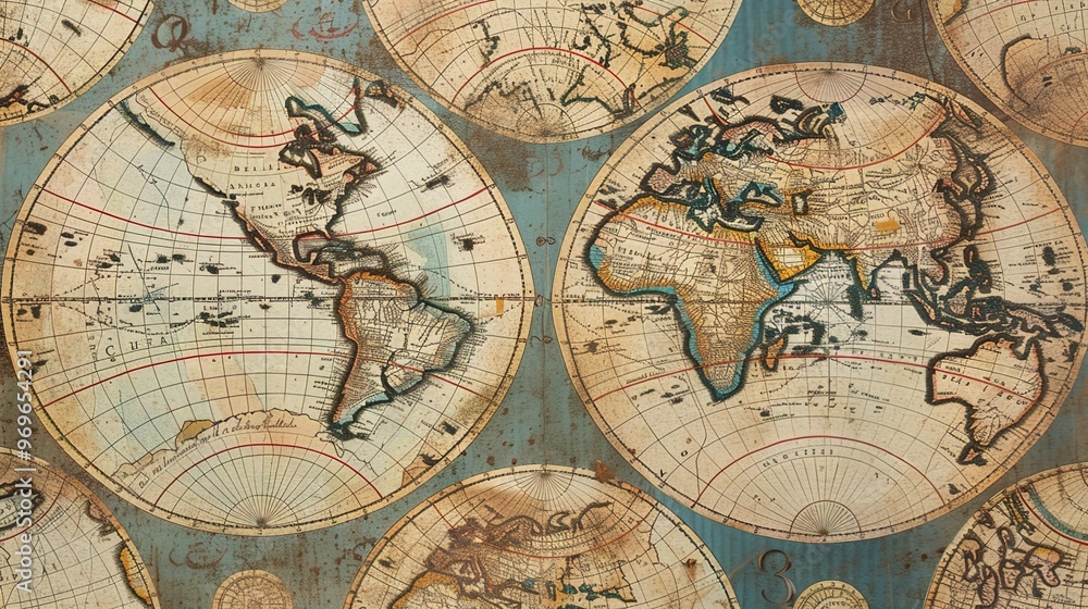 Fototapeta premium Antique map wallpaper