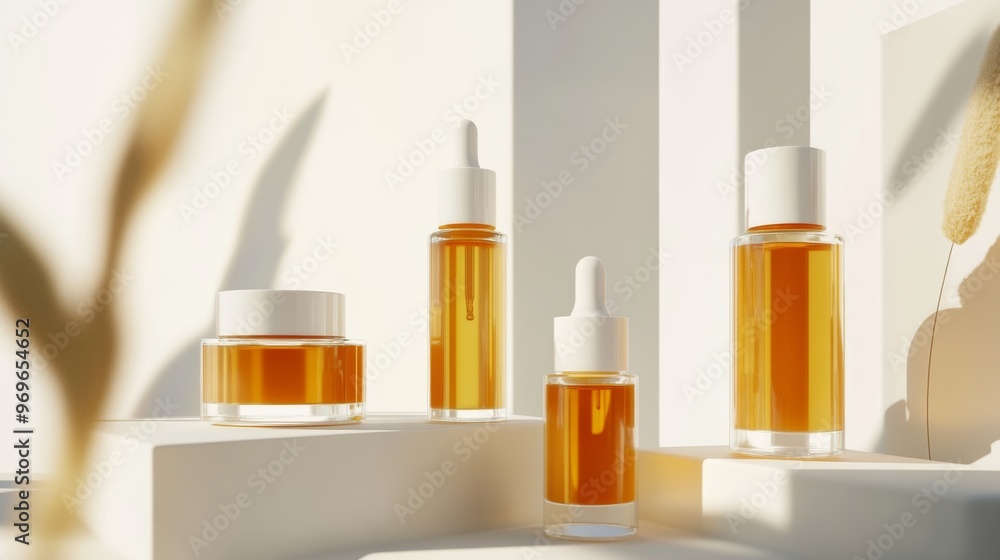 Skincare Products with Sunlight. Skincare Products with Sunlight.