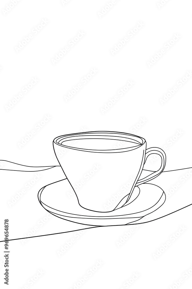 Continuous one line drawing of cup of coffee. Continuous one line drawing of cup of coffee.