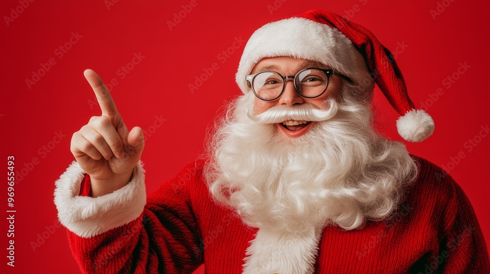 Santa Claus Pointing Up With a Smile. Santa Claus Pointing Up With a Smile.