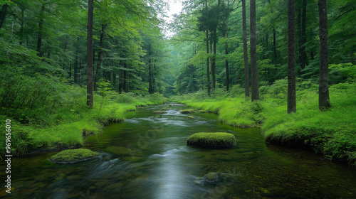 A Quiet Forest Clearing With a small stream