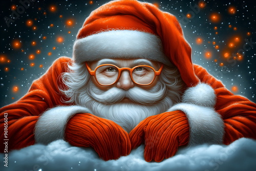 Merry Christmas background with Santa Claus, design banner photo