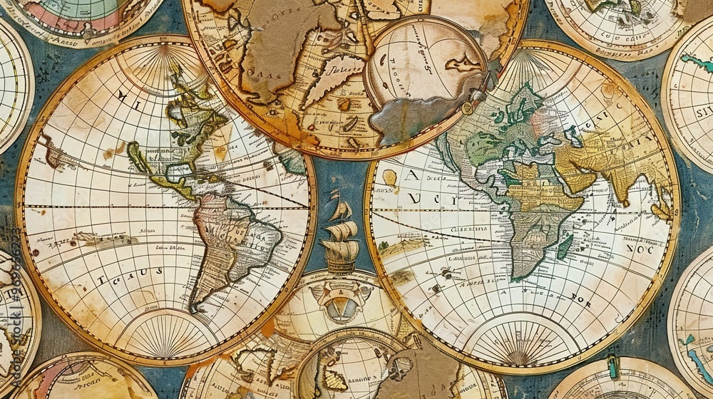 Obraz premium Antique map wallpaper