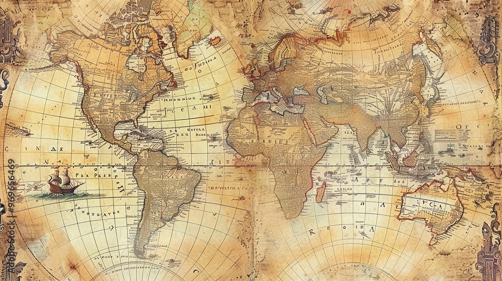 Obraz premium Antique map wallpaper