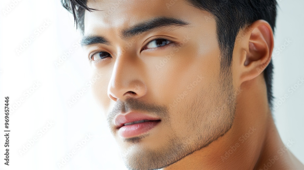 Close-up Portrait of a Handsome Young Man with a Stubble. Close-up Portrait of a Handsome Young Man with a Stubble.