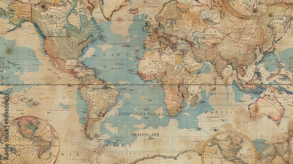 Fototapeta premium Antique map wallpaper