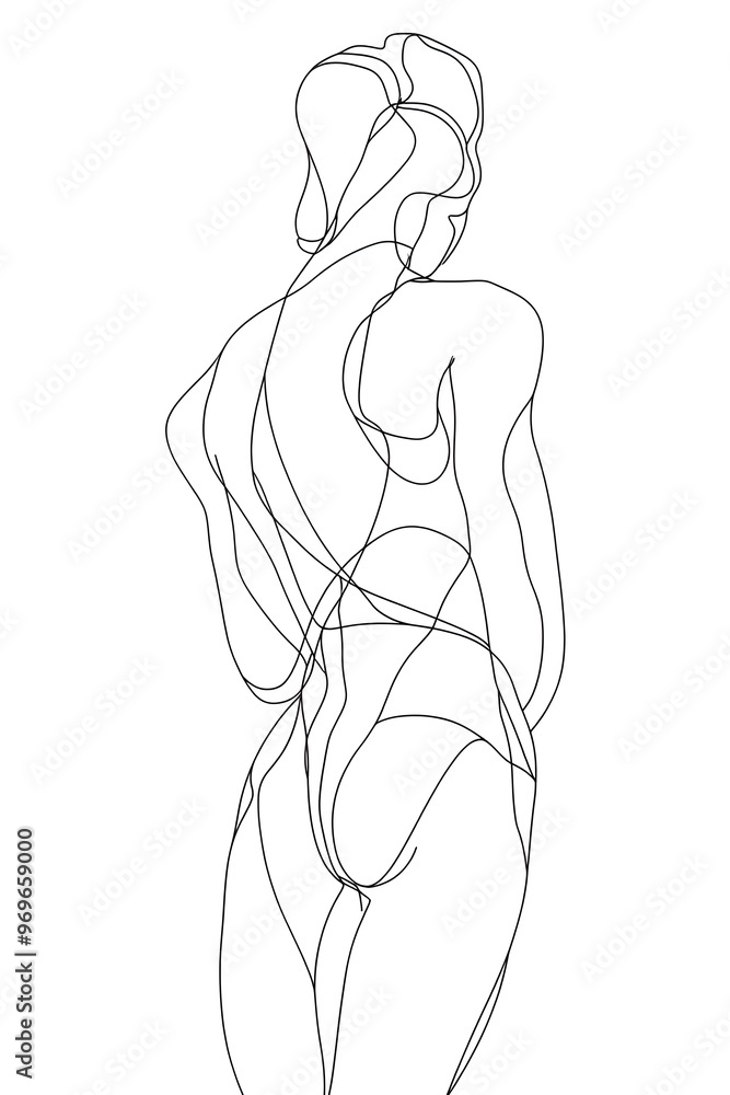 Female Back Continuous One Line Drawing. Woman Body Sketch Line Art Illustration. Female Figure Abstract Minimal Silhouette for Modern Design Female Back Continuous One Line Drawing. Woman Body Sketch Line Art Illustration. Female Figure Abstract Minimal Silhouette for Modern Design