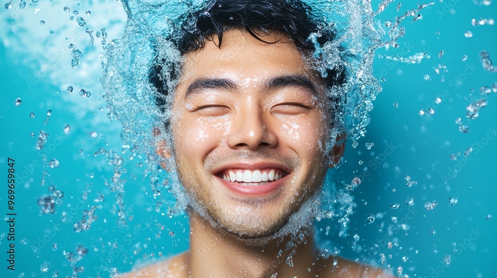 Man Enjoying Water Splash. Man Enjoying Water Splash.